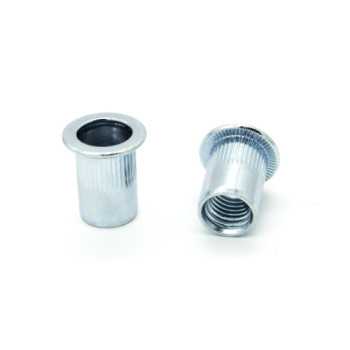 Inserti Filettati in Acciaio Testa Piana con corpo Cilindrico zigrinato M4 grip da 0.3-3.0mm - Box da 1000 pezzi