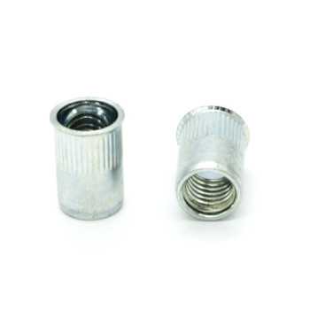 Inserti Filettati in Acciaio Testa Ridotta a Filo con corpo Cilindrico zigrinato M5 grip da 0.5-3.0mm - Box da 500 pezzi