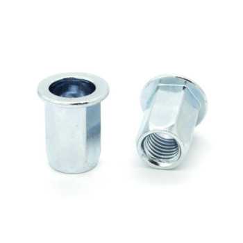 Inserti Filettati in Acciaio Testa Piana con corpo Esagonale M4 grip da 0.5-3.0mm - Box da 1000 pezzi