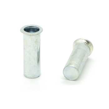 Inserti Filettati in Acciaio Testa Svasata con corpo Cilindrico zigrinato cieco M8 grip da 1.5-4.5mm - Box da 250 pezzi