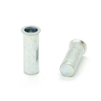 Inserti Filettati in Acciaio Testa Ridotta a Filo con corpo Cilindrico zigrinato cieco M4 grip da 0.5-3.0mm - Box da 1000 pezzi