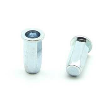 Inserti Filettati in Acciaio Testa Piana con corpo Esagonale cieco M6 grip da 0.5-3.0mm - Box da 500 pezzi