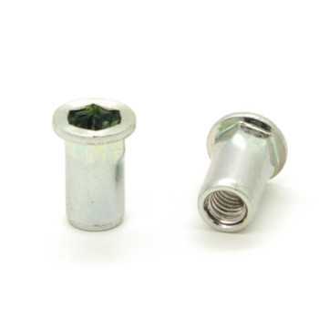 Inserti Filettati in Inox A2 Testa Piana con corpo Semi Esagonale M4 grip da 0.5-3.0mm - Box da 1000 pezzi