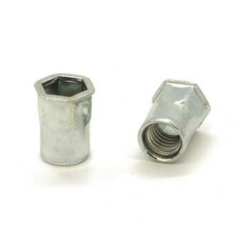 Inserti Filettati in Inox A2 Testa Ridotta a Filo con corpo Semi Esagonale M4 grip da 0.5-3.0mm - Box da 1000 pezzi