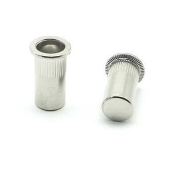 Inserti Filettati in Inox A2 Testa Piana con corpo Cilindrico zigrinato cieco M4 grip da 0.5-3.0mm - Box da 1000 pezzi