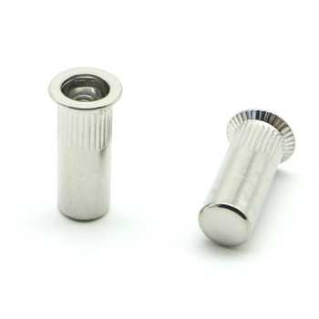 Inserti Filettati in Inox A2 Testa Svasata con corpo Cilindrico zigrinato cieco M4 grip da 1.5-3.5mm - Box da 1000 pezzi