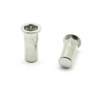 Inserti Filettati in Inox A2 Testa Piana con corpo Semi Esagonale cieco M10 grip da 1.0-4.0mm - Box da 200 pezzi
