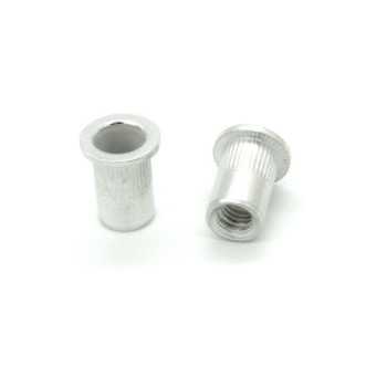 Inserti Filettati in Alluminio Testa Piana con corpo Cilindrico zigrinato M5 grip da 0.5-3.0mm - Box da 500 pezzi
