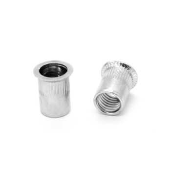 Inserti Filettati in Alluminio Testa Svasata con corpo Cilindrico zigrinato M6 grip da 1.5-4.5mm - Box da 500 pezzi