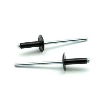 Rivetti a strappo STANDARD Alluminio/Acciaio Testa Larga 12mm Verniciato RAL 9005 4.0x10.0mm - Box da 500 pezzi