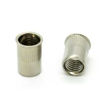 Inserti Filettati STANDARD TYPE in Inox A2 Testa Ridotta a Filo con corpo Cilindrico zigrinato M8 grip da 0.5-3mm